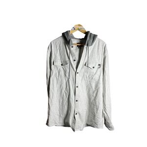 Quiksilver Mens Long Sleeve Button Up Shirt Hoodie Gray Size L Flannel